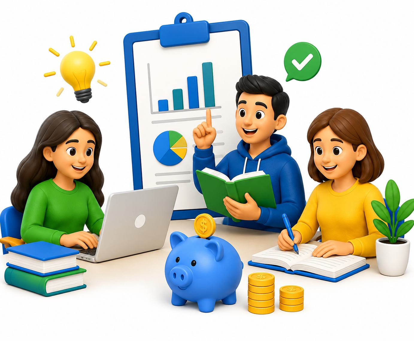 Jóvenes aprendiendo sobre educación financiera